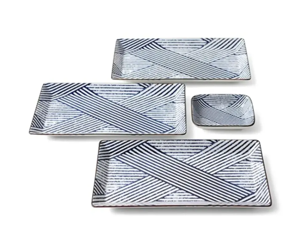 MIYA Company Aizome Shima Rectangle Plate Outlet