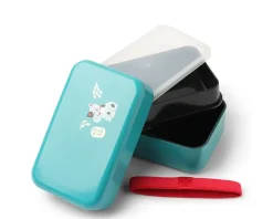 MIYA Company Bento Box Fortune Cat Teal Blue New