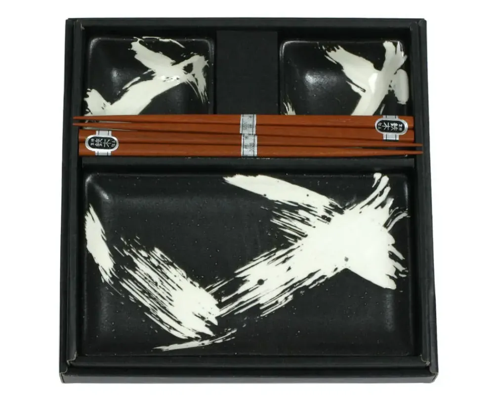 MIYA Company Black Brush Stroke Sushi Set Discount