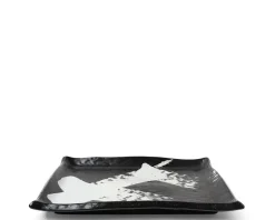 MIYA Company Black & White Brush Rectangle Platter Clearance
