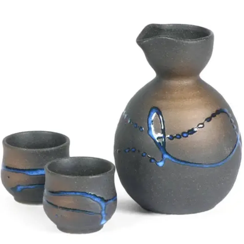 MIYA Company Blue Splatter Sake Set Discount