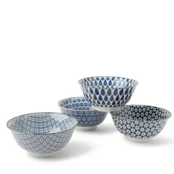 MIYA Company Blue & White 5.75" Bowl Set/4 Online