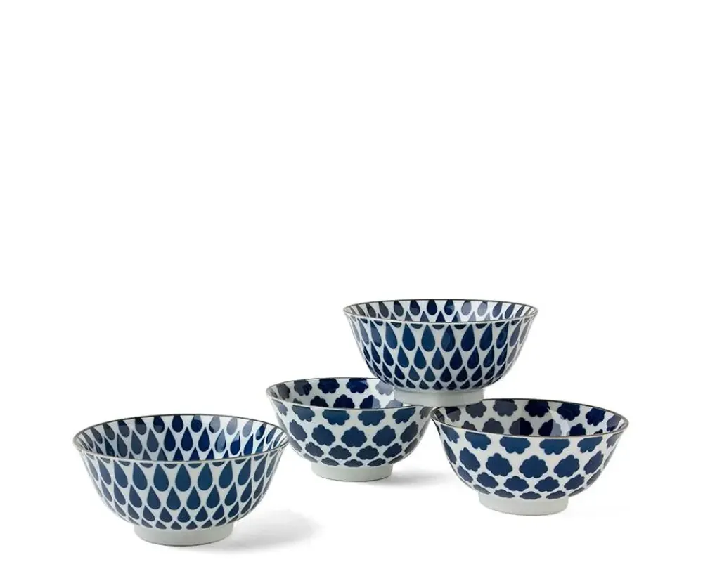 MIYA Company Blue & White 6" Bowl Set New