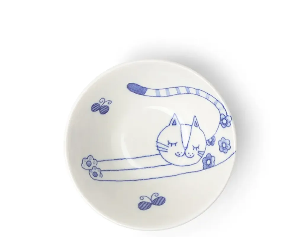 MIYA Company Blue & White Cat 4.5" Rice Bowl Hot