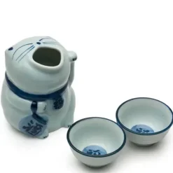 MIYA Company Blue & White Cat Sake Set Clearance
