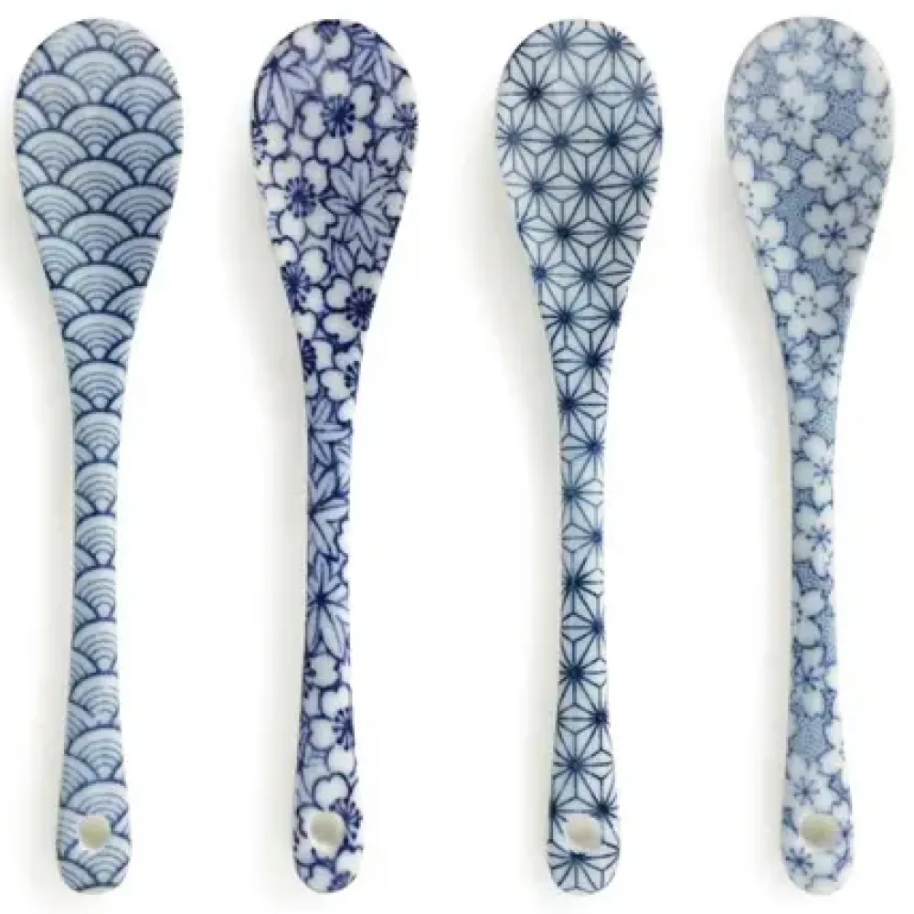 MIYA Company Blue & White Dessert Spoon Set Hot