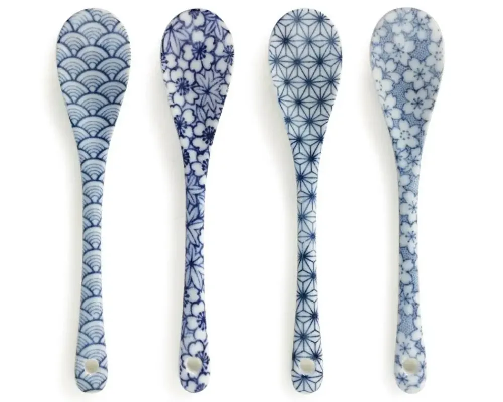 MIYA Company Blue & White Dessert Spoon Set Hot