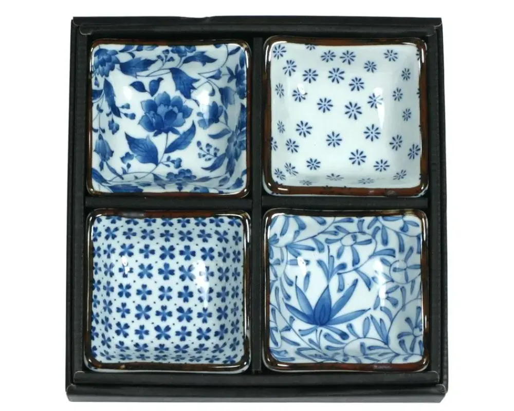 MIYA Company Blue & White 3.25" Sq. Sauce Dish Set