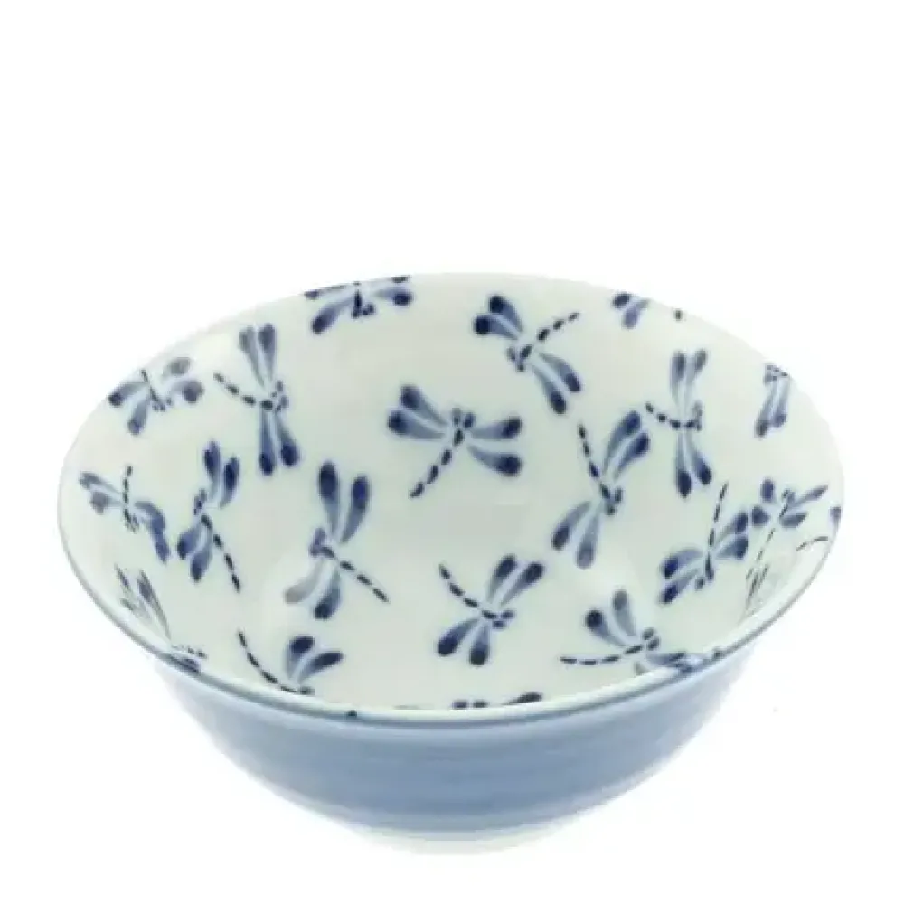 MIYA Company Bowl Blue & White Dragonfly 6" Best