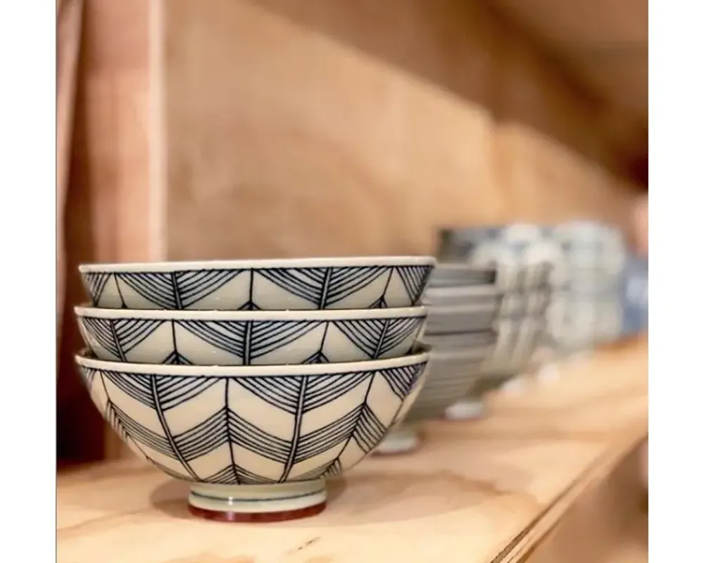MIYA Company Celadon Chevron 5.5" Rice Bowl Best