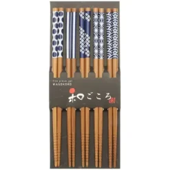 MIYA Company Chopsticks Set Bamboo Waka Blue/White Best