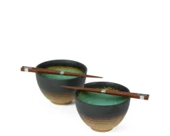 MIYA Company Kosui Green 5.5" Bowl For Two Set New