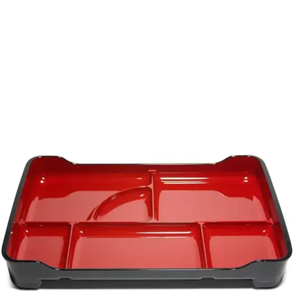 MIYA Company Lacquered Lunch Tray 14" X 9.5" - Red Clearance