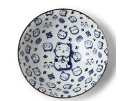 MIYA Company Maneki Neko Blue 7.75" Bowl Outlet