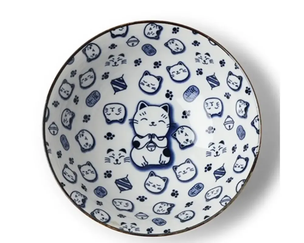 MIYA Company Maneki Neko Blue 7.75" Bowl Outlet