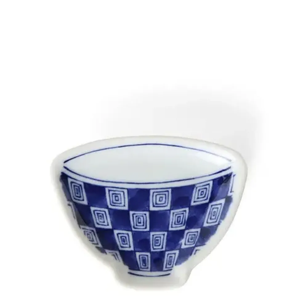 MIYA Company Mini Plate 3.75" Blue & White Teacup Check New