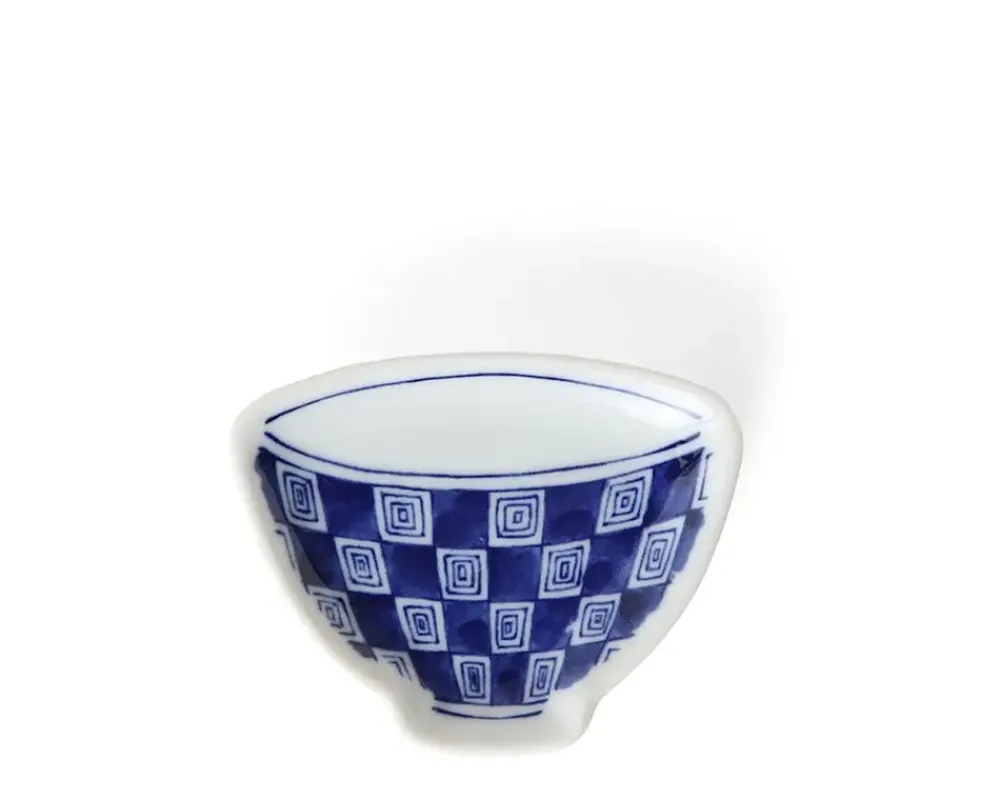 MIYA Company Mini Plate 3.75" Blue & White Teacup Check New