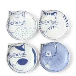 MIYA Company Nekotori Cat Plate 4.25" Set/4