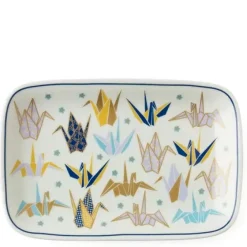 MIYA Company Origami Cranes 6.5" X 4.25" Plate - Blue Sale