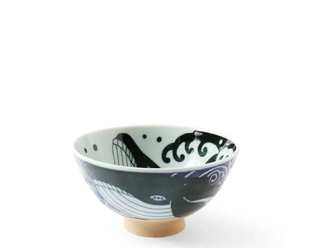 MIYA Company Rice Bowl Blue Whale Waves 5" New