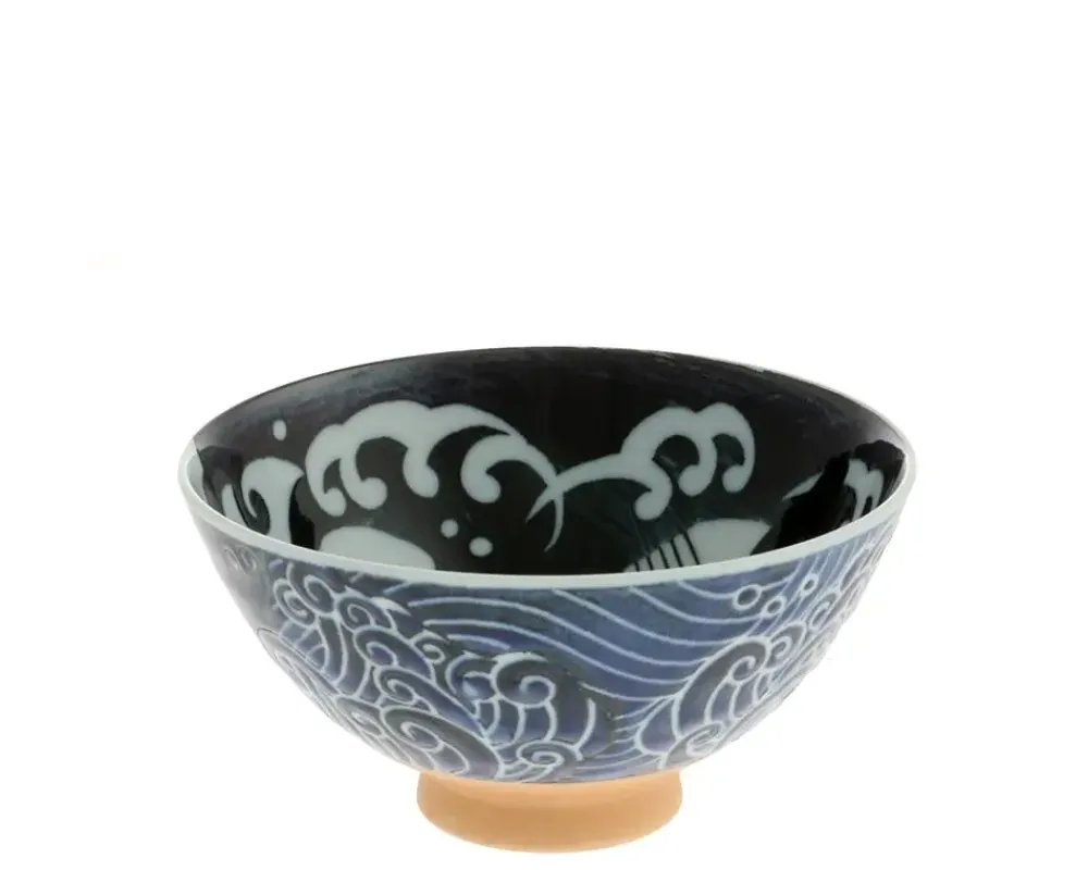 MIYA Company Rice Bowl Blue Whale Waves 5" New