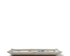 MIYA Company Rustic Blue Vines Rectangle Plate Hot