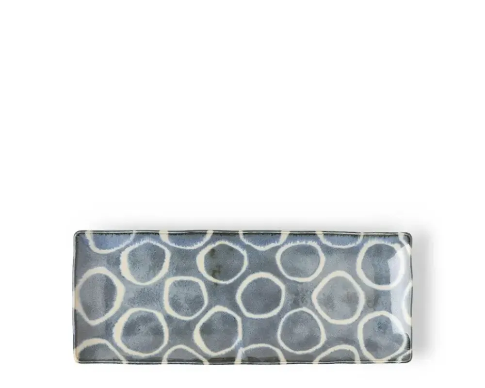 MIYA Company Rustic White Circles Rectangle Plate Clearance