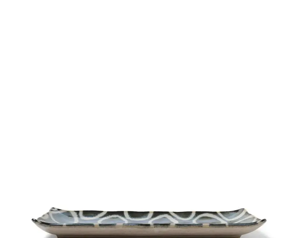 MIYA Company Rustic White Circles Rectangle Plate Clearance