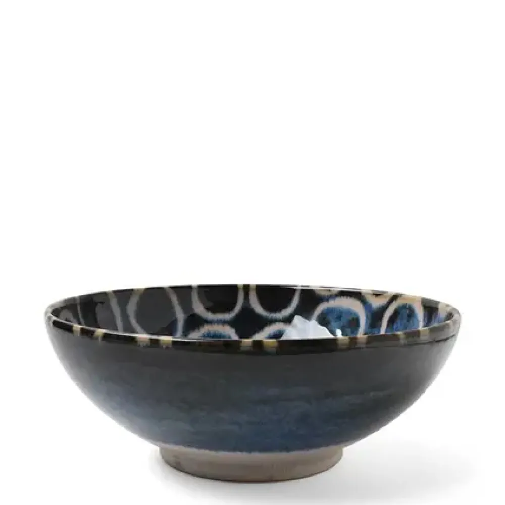 MIYA Company Rustic White Circles 8.5" Shallow Bowl Discount