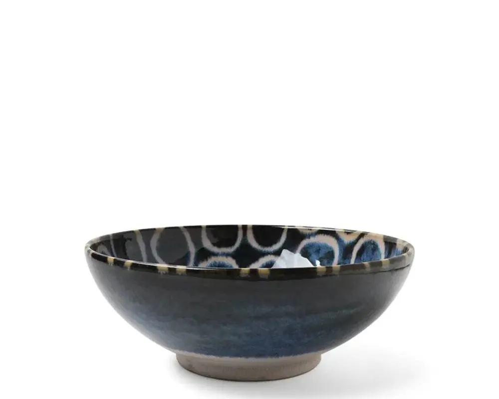 MIYA Company Rustic White Circles 8.5" Shallow Bowl Discount