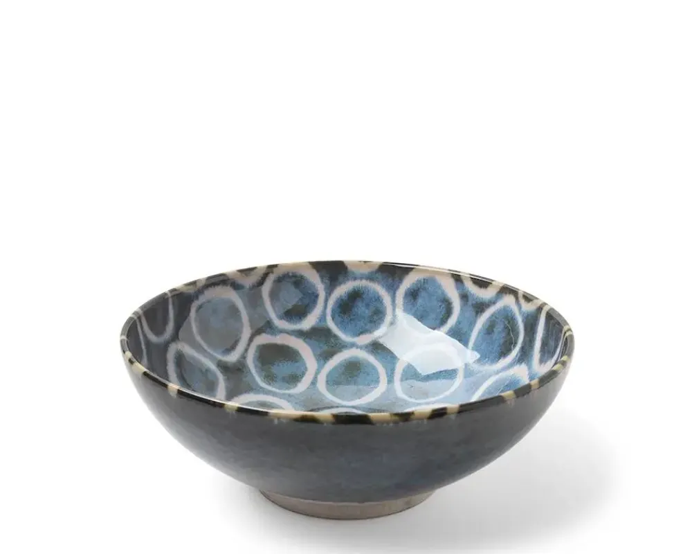MIYA Company Rustic White Circles 8.5" Shallow Bowl Discount