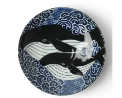 MIYA Company Shallow Bowl Blue Whale Waves 8-1/2" Outlet